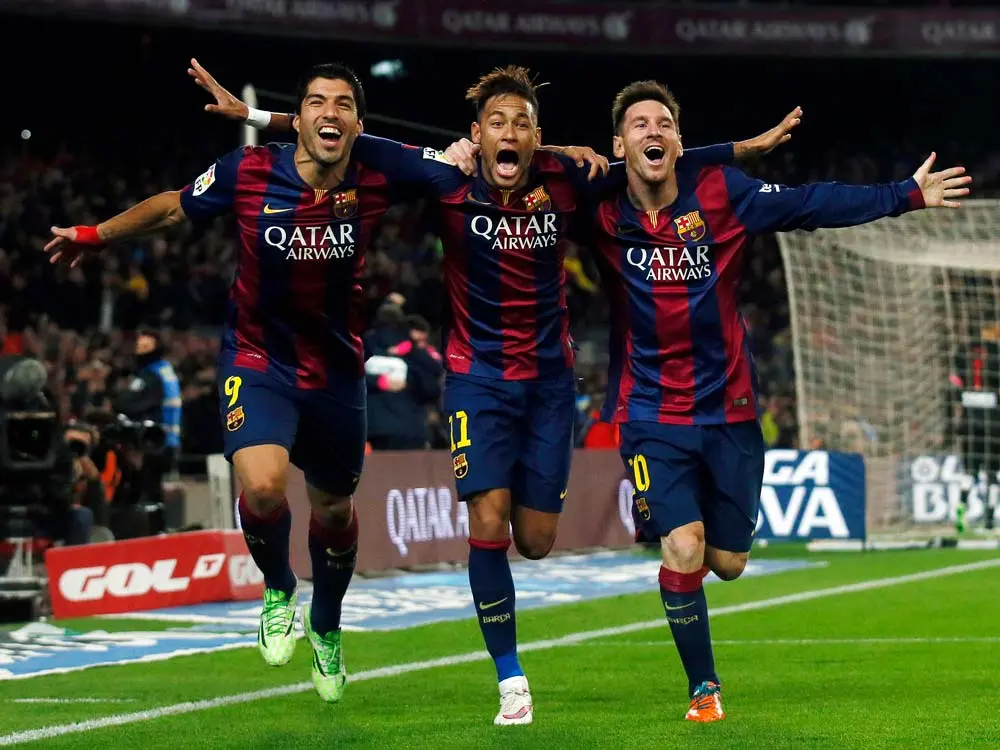 Luis Suárez, Neymar Jr. e Lionel Messi.