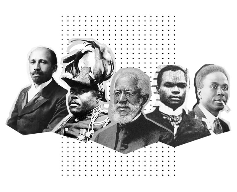 William Edward Burghardt Du Bois, Marcus Musiah Garvey, Alexander Crummell, Sylvester Williams, George Padmore (Imagem: Primeiros Negros | Reproduções)