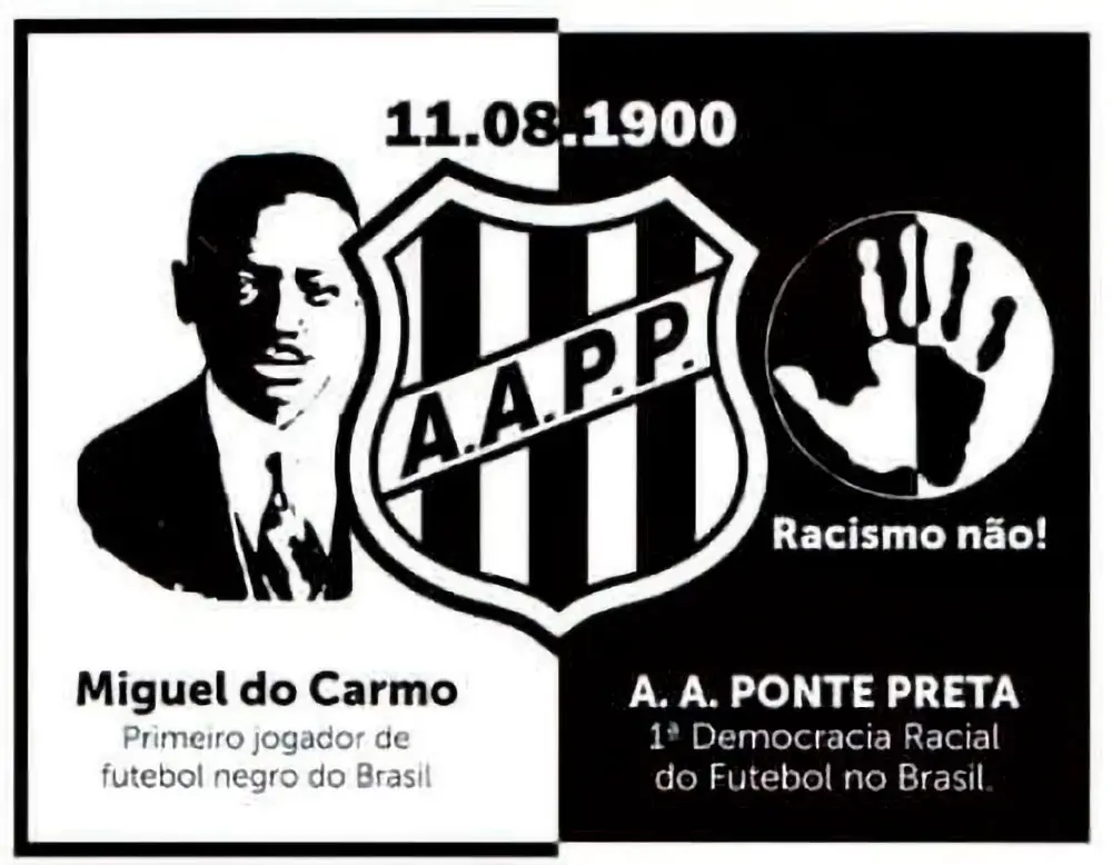 Selo dos Correios, Miguel do Carmo, Primeiro jogador de futebol negro do Brasil, A. A. Ponte Preta, 1ª Democracia Racial do Futebol no Brasil